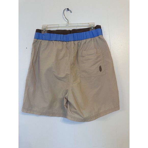 Free People Movement Colorblock Shorts Blue Brown Tan Pockets Drawstring M - Picture 3 of 9